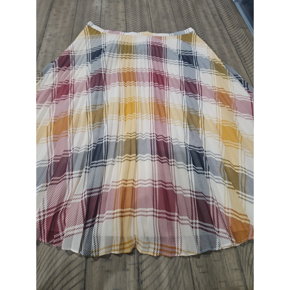 Ann Taylor Skirt 12 Plaid Accordion Pleat Midi Preppy Academia Elegant Timeless - Picture 7 of 14